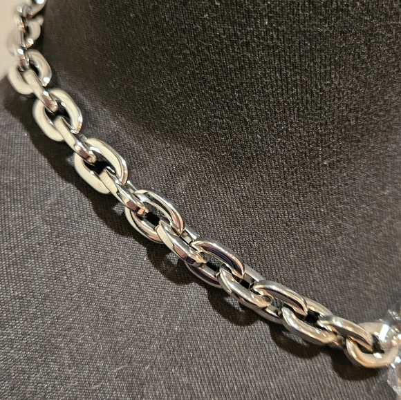 Michael Kors Square Chain Link Padlock Necklace Silver Plate Stainless Steel NWT - Picture 8 of 16